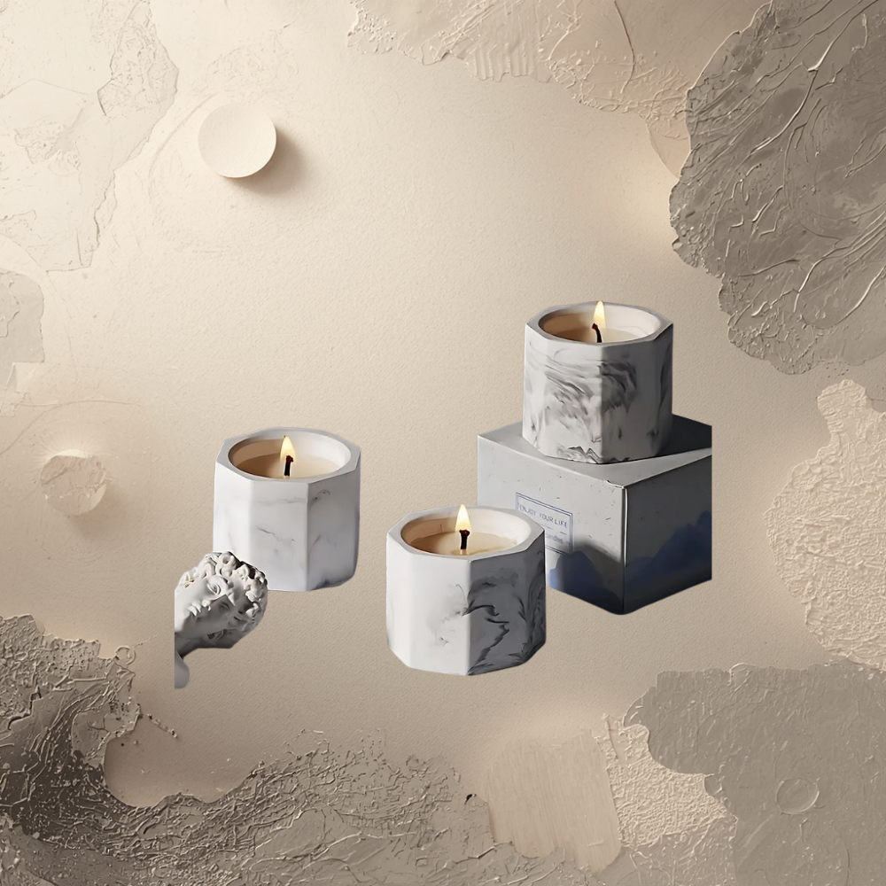 Marble Design Decorative Candle Set